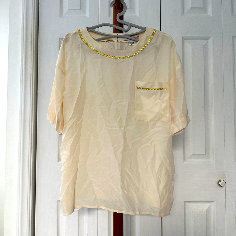 Adam Douglass cream silk blouse top
